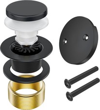 Matte Black Bathtub Drain Stopper and Overflow Kit, Solid Brass Tip-Toe Bath Tub