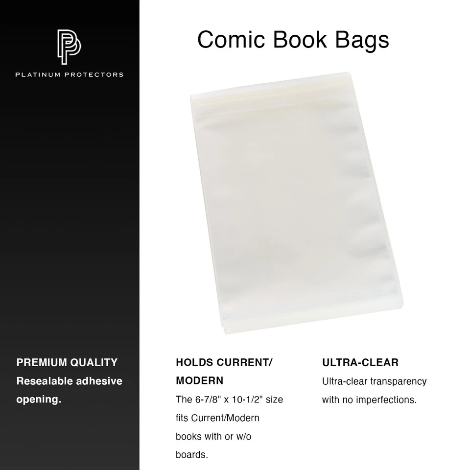 1000 bolsas de cómics para fundas premium resellables actuales/modernas estuche completo Foto 3 de 4