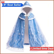 Girls Velvet Hooded Cape Fleece Lined Princess Dress Up Cloak for Halloween