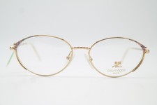 Vintage Courreges 86A Gold Blue Oval Eyeglasses