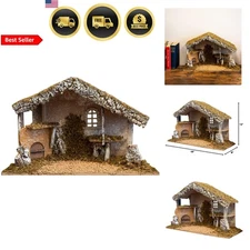 Nativity Creche Stable 12 Inch Tall 19 Inch Wide Classic Italian Craft