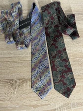 Lot Of Two Lorenzo Selini & Barry.Wang Silk Paisley Print Ties