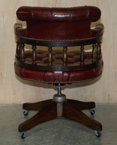 FINE CIRCA 1900 ANTIQUE CHESTERFIELD OXBLOOD CAPTAINS CHAIRS HILLCREST MOVEMENT - Picture 13 of 16