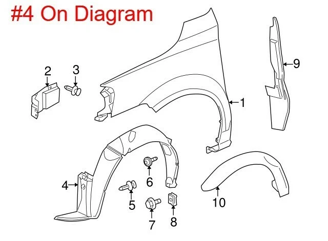 NEW OEM GM Front Right Fender Wheel Well Liner 15186276 Pontiac Montana 2005-09 - Изображение 3 из 4