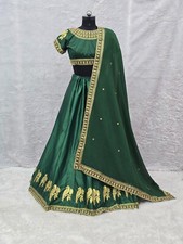 Exclusive Satin Silk Green Lehenga Choli With Dupatta For Reception And Party