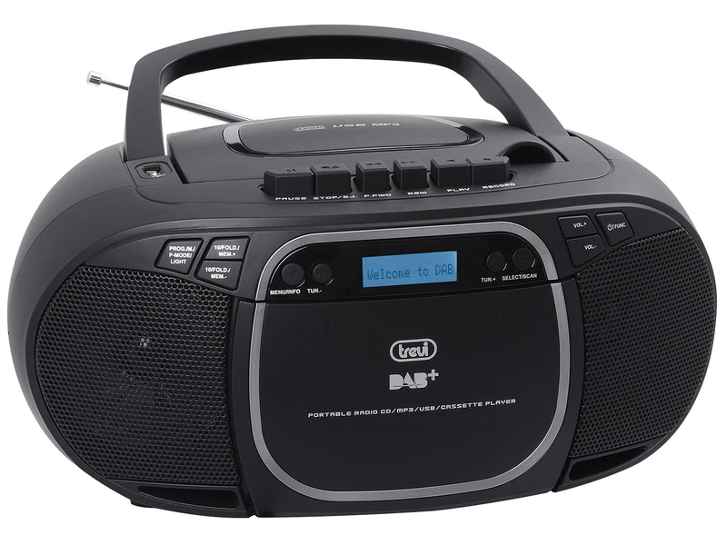 Radio Stereo Portatile Digitale con Lettore CD e Cassetta Trevi DAB Nero, fotografia 3 di 7