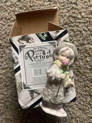 Pretty as a Picture ~ A Red Rose is for Love ~ by Kim Anderson Enesco 923656 Box