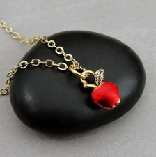 Tiny Red Apple Necklace - Teacher's Apple Charm Jewelry - Gift for Teacher NEW