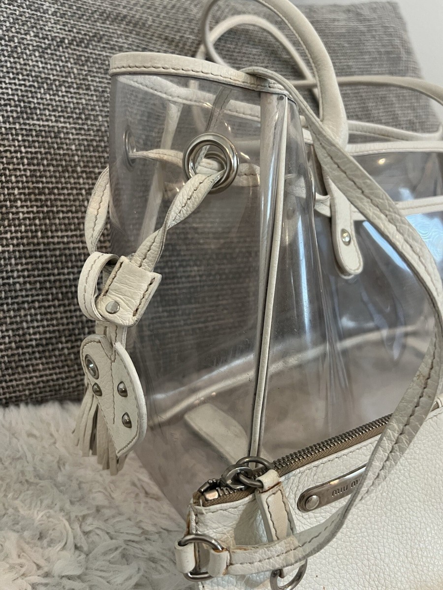 MIU MIU Clear PVC White Clear Large Tote Bag AUTHENTIC | eBay