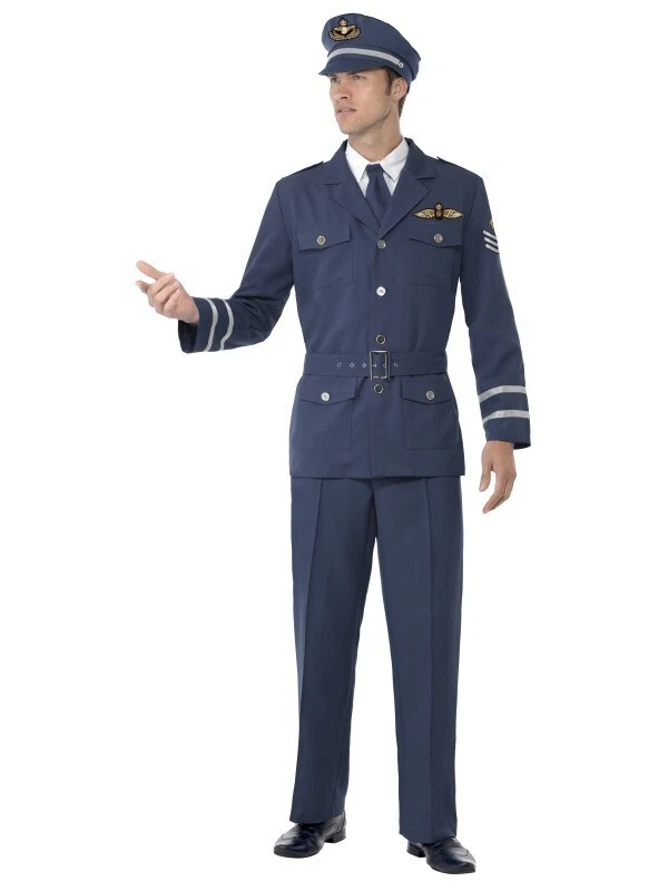 Mens WW2 1940s Royal Airforce Captain Fancy Dress Costume Men's by Smiffys — 第 3/4 张图片
