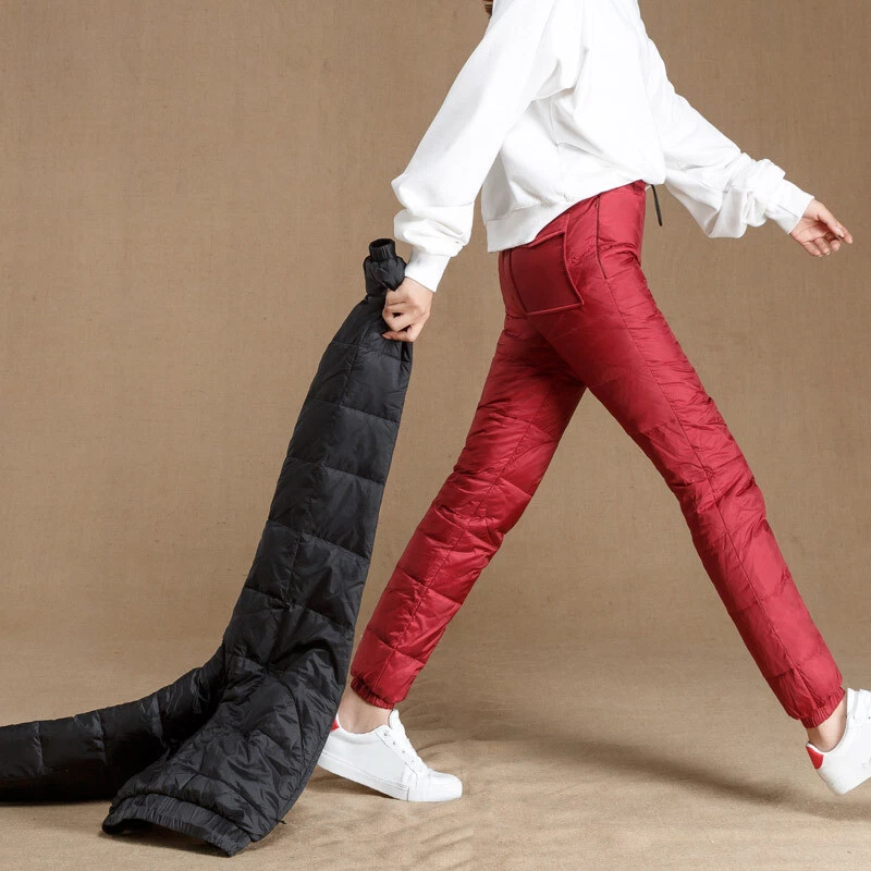 Women Padded Quilted Trousers Puffer Pants Thick Sweatpants Warm Winter  Outdoor