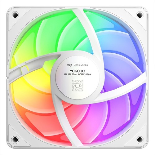 Aigo YOGO D3 120cm ARGB PWM White Fan 5V 3Pin 3-Pack - 第 6/12 張圖片