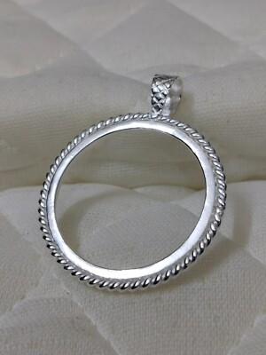 #ad 925 Sterling Silver Round Pendant setting prong jewelry Making Tools Coin Bezel $115.66