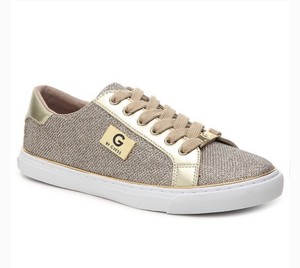 white and gold guess shoes