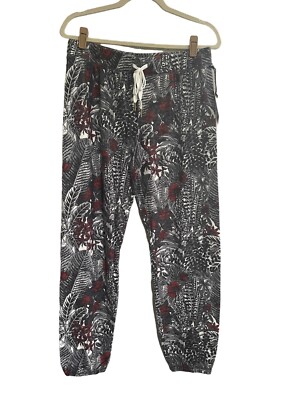 NWT PJ Salvage Medium Floral Sienna Lounge Pajama Pants Black Rust Red #PQ28/33