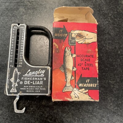 Langley Fisherman's De-Liar 228 Pèse-poisson Vintage Avec étui USA