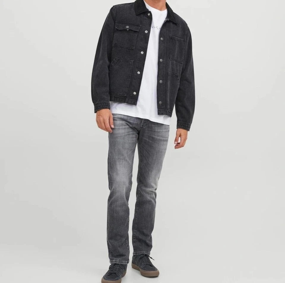 Pantalones de mezclilla para hombre JACK & JONES ajustados rectos grises Foto 4 de 4