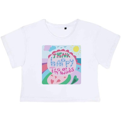 ''Think Happy Thoughts'' Damen Baumwolle Crop Tops (CO049337)