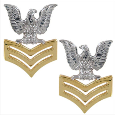 Genuine U.S. NAVY METAL COAT EPAULET DEVICE: E6 PETTY OFFICER: GOOD CONDUCT