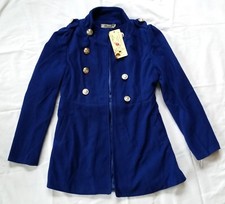 Nwt Ladies Pea Coat Bright Blue Petites Size Large