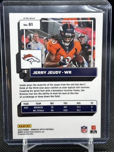 2022 Panini Donruss Optic Blue Stars Prizm #61 Jerry Jeudy Denver Broncos - Picture 2 of 2