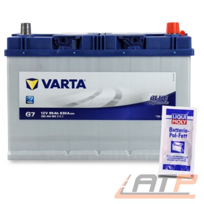 VARTA AUTOBATTERIE 12V 95Ah 830A G7 BLUE DYNAMIC STARTERBATTERIE + 10g POL-FETT