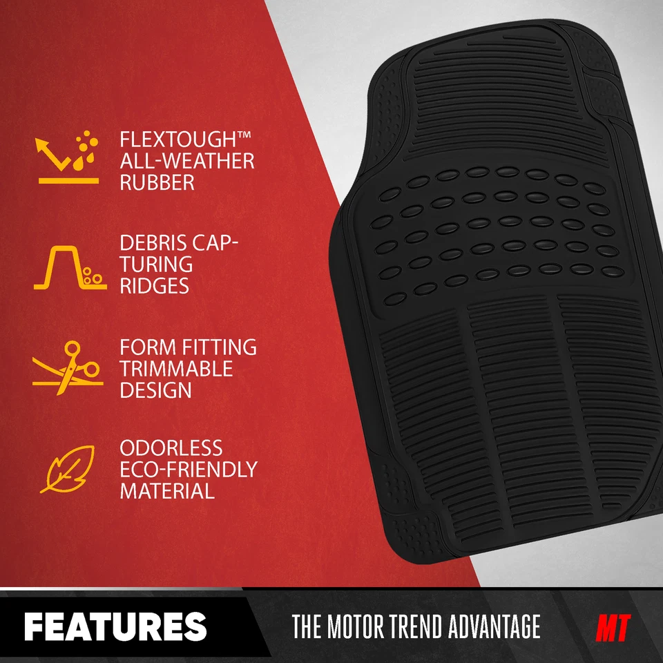 4PC All Weather Heavy Duty Rubber SUV Floor Mats Black 2 Row Trunk Liner - Image 4 of 4