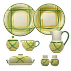 Metlox “Gingham” 7-Piece Ceramic Dinnerware Serving Hostess Set