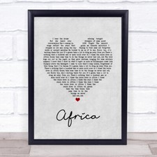 Africa Grey Heart Song Lyric Quote Music Print