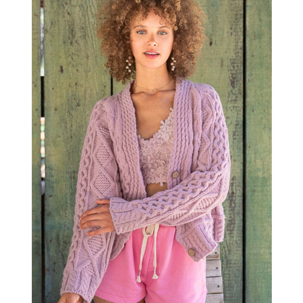 Cable Knit Semi-Cropped Cardigan | eBay