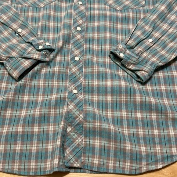 Fossil Casual Button Down Shirt Men’s Large Plaid Simple Snap Button Checkered - Image 2 of 4