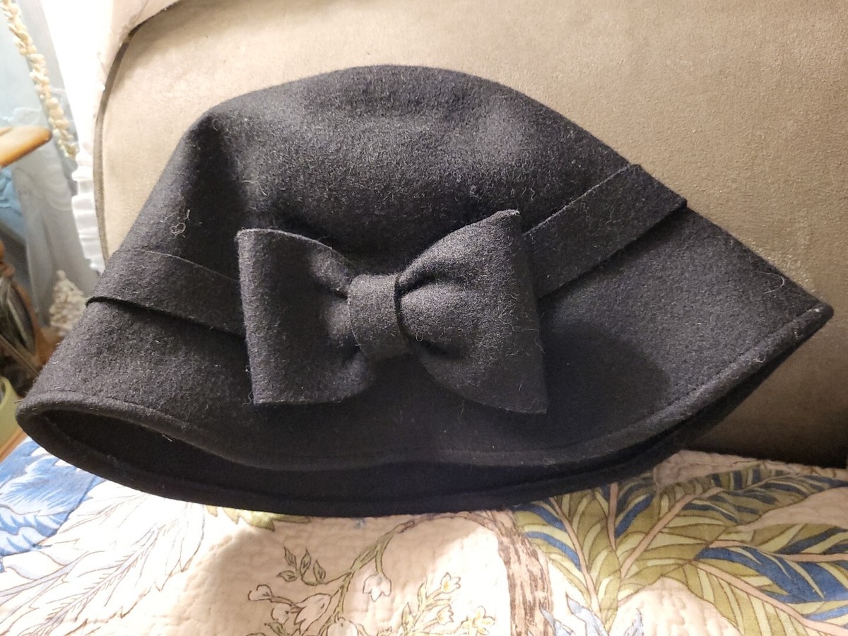 Kate Spade New York Black Wool Cloche Hat with Bow Vintage Inspired il_fullxfull.  main image 2