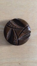 Bakelite Buttons “brown Color” Carved Leaf Design
