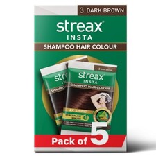 Streax Insta Shampoo Hair Colour for Women and Men, Dark Brown- Pack of 5