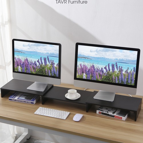 Dual Monitor Stand 3 Shelves Desktop 