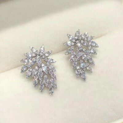 Gorgeous Cubic Zircon Silver Plated Stud Earring for Women Jewelry Lab-Created