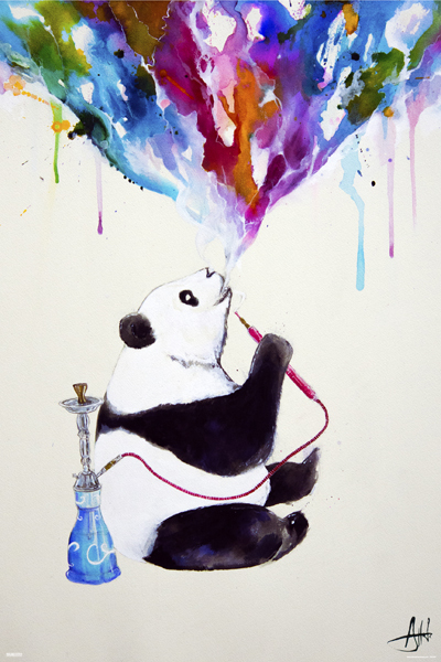 PANDA BEAR HOOKAH 24x36 POSTER NEW GANJA SMOKE RELAXATION MARC