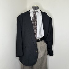 Tullys Mens Blazer 48R Black Wool 2 Button 4XL 52" Sport Coat Suit Jacket USA