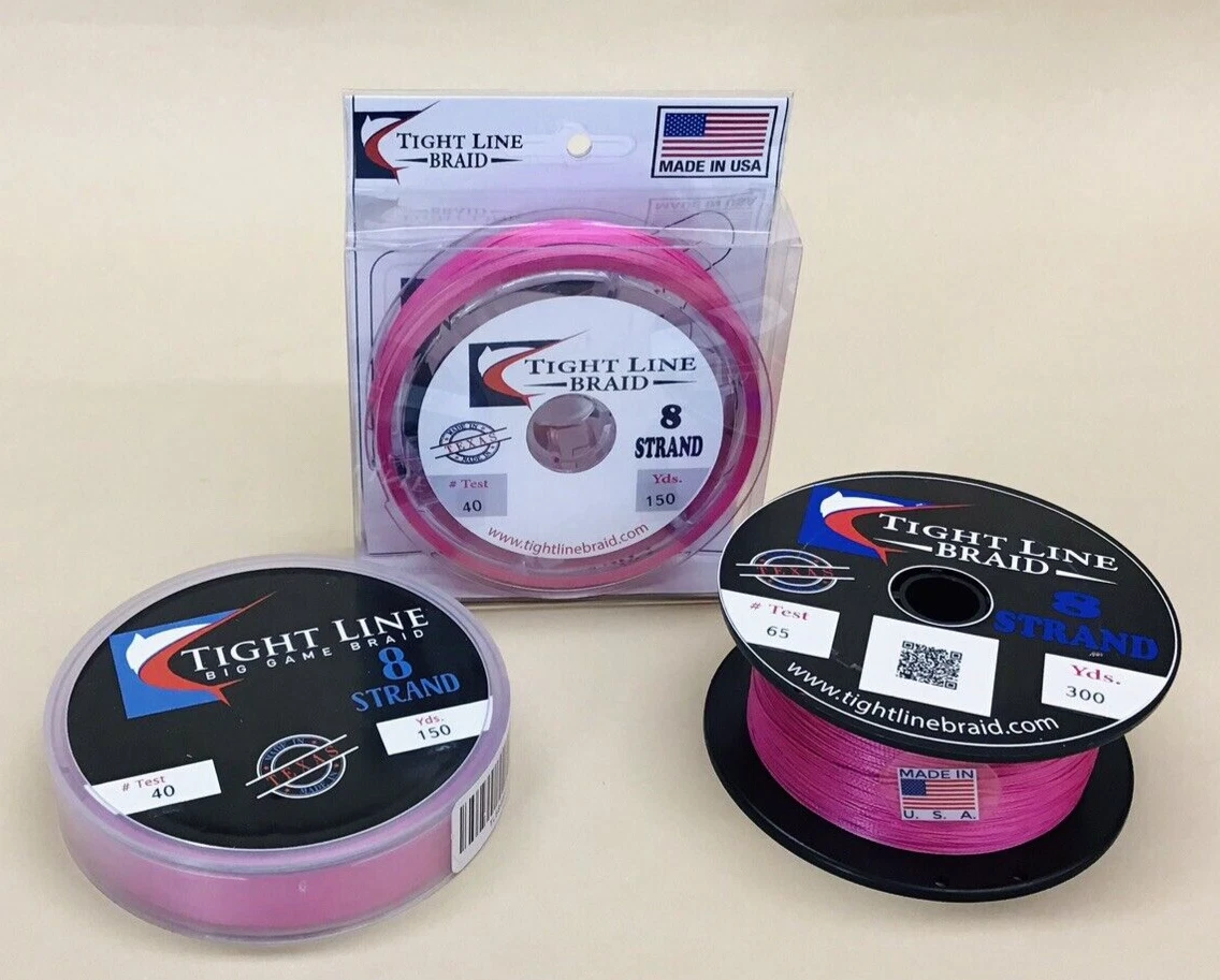 Tight Line Braided Fishing Line 65 lb Test 300 Yards Pink Braid 65lb