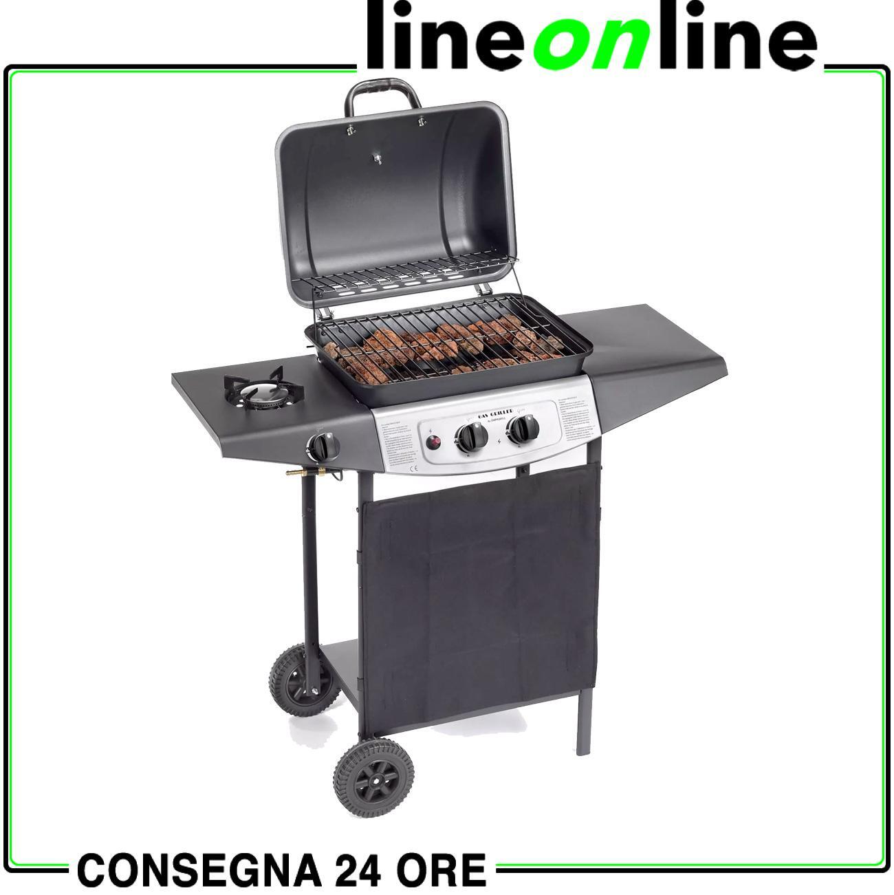 Barbecue A Gas Con Pietra Lavica Ompagrill Eco Gas 4939 Double Fornello Laterale