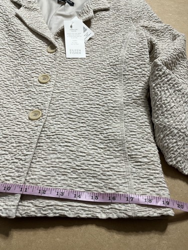 NWT! Eileen Fisher Muslin Convertible Collar Shaped Jacket Beige Petite M Womens - Picture 19 of 20