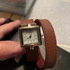 Coldwater Creek Silver Tone Square Case red Leather Wrap Band Watch — photo 5