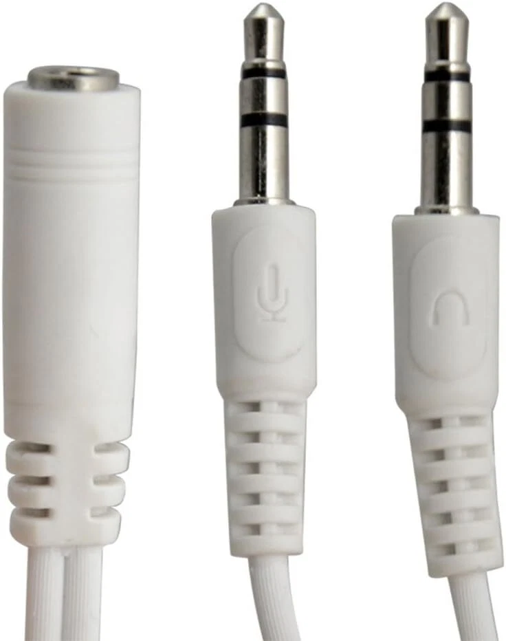 1/8" 3.5mm Aux Audio Cable 3.5mm Female to 2 Male Y Splitter PC Headphone Mic - Image 2 of 4