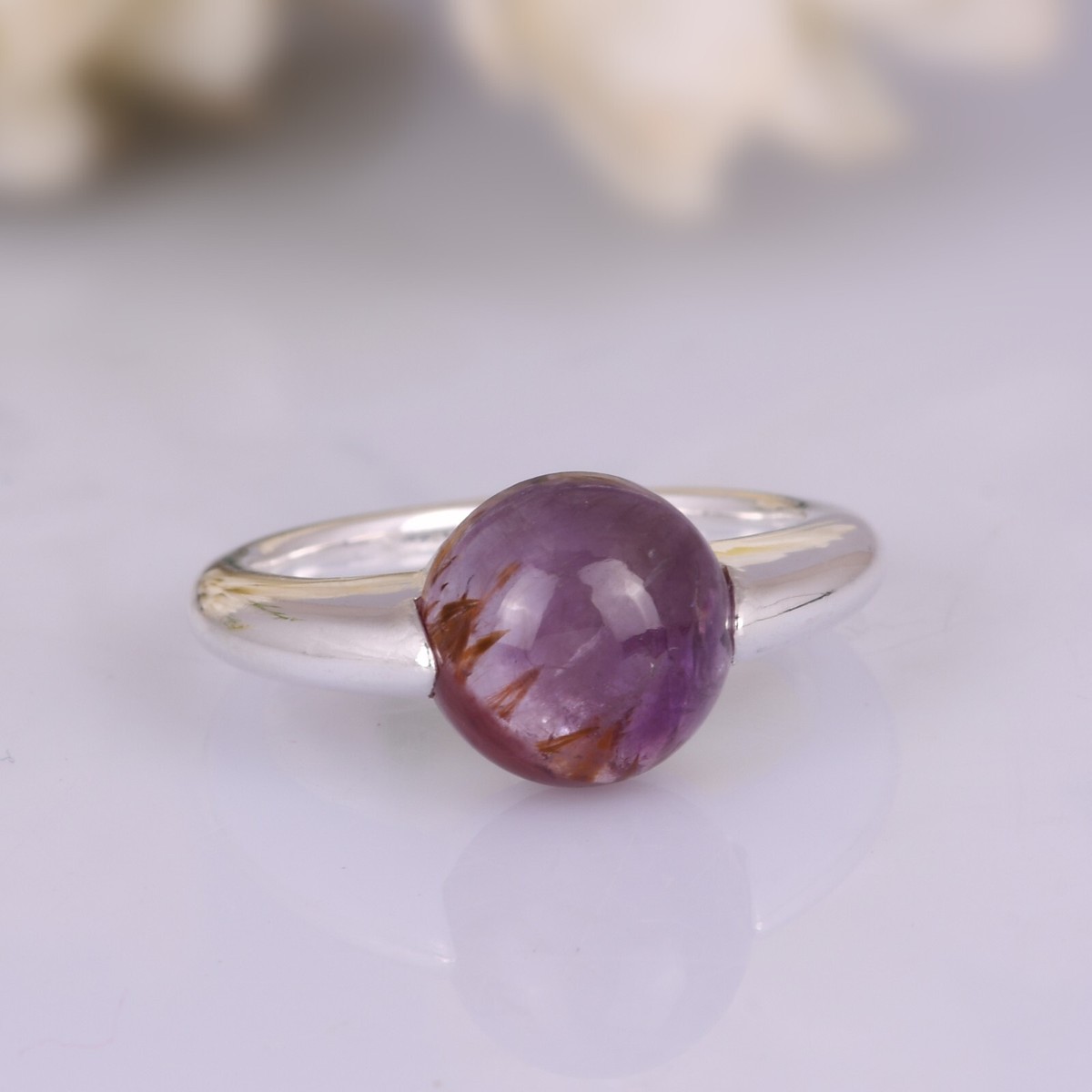 Super Seven Energy Stone Healing Ring 925 Sterling Silver