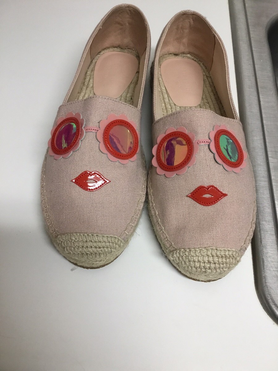 Kate Spade Grenada Blush Pink Sunglasses Lips Applique Espadrilles Shoes  EUC