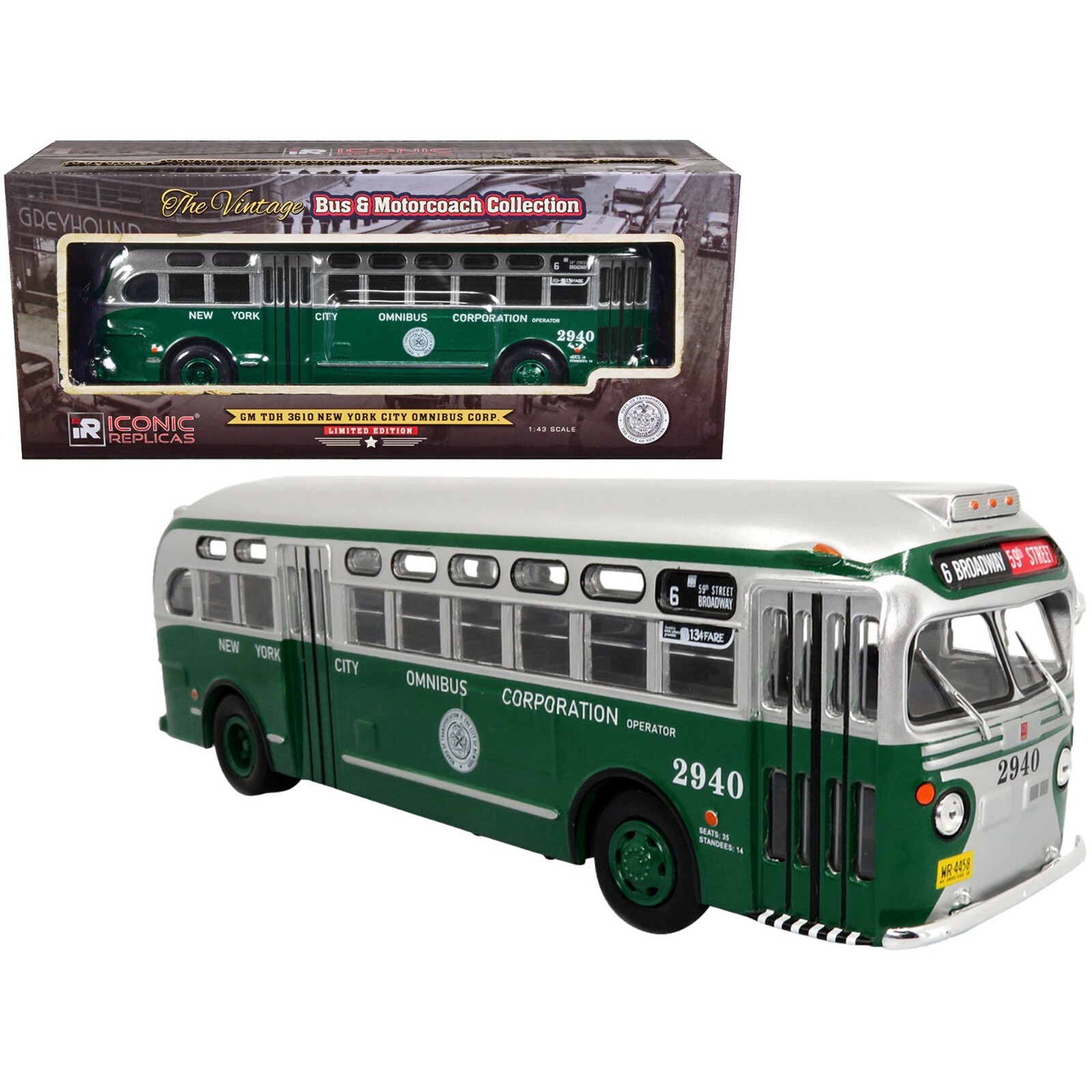 ICONIC REPLICAS 1/43 1948 GM TDH 3610 BUS NEW YORK CITY OMNIBUS 