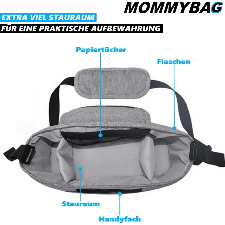 Mommybag Sac À Poussette Organisateur De Poussette Sac À Langer Gris - Photo 3/4