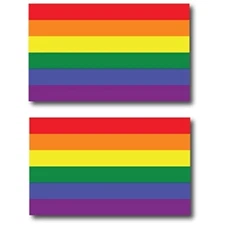 Gay Pride LGTBQ Rainbow Flag Magnet Decal, 3x5 Inches Automotive Magnet 2 Pack