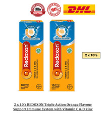 2X 10's REDOXON Triple Action Orange Flavor Vitamin C  Zinc Effervescent Tablet