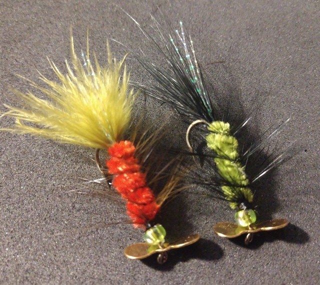 Freshwater/Trout, Red & Green Spinner Flies, Size 6, Sold per 6, Gold